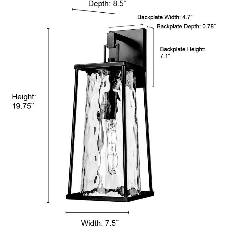 Dutton 1 Light 19.75 inch Powder Coated Black Outdoor Wall Sconce